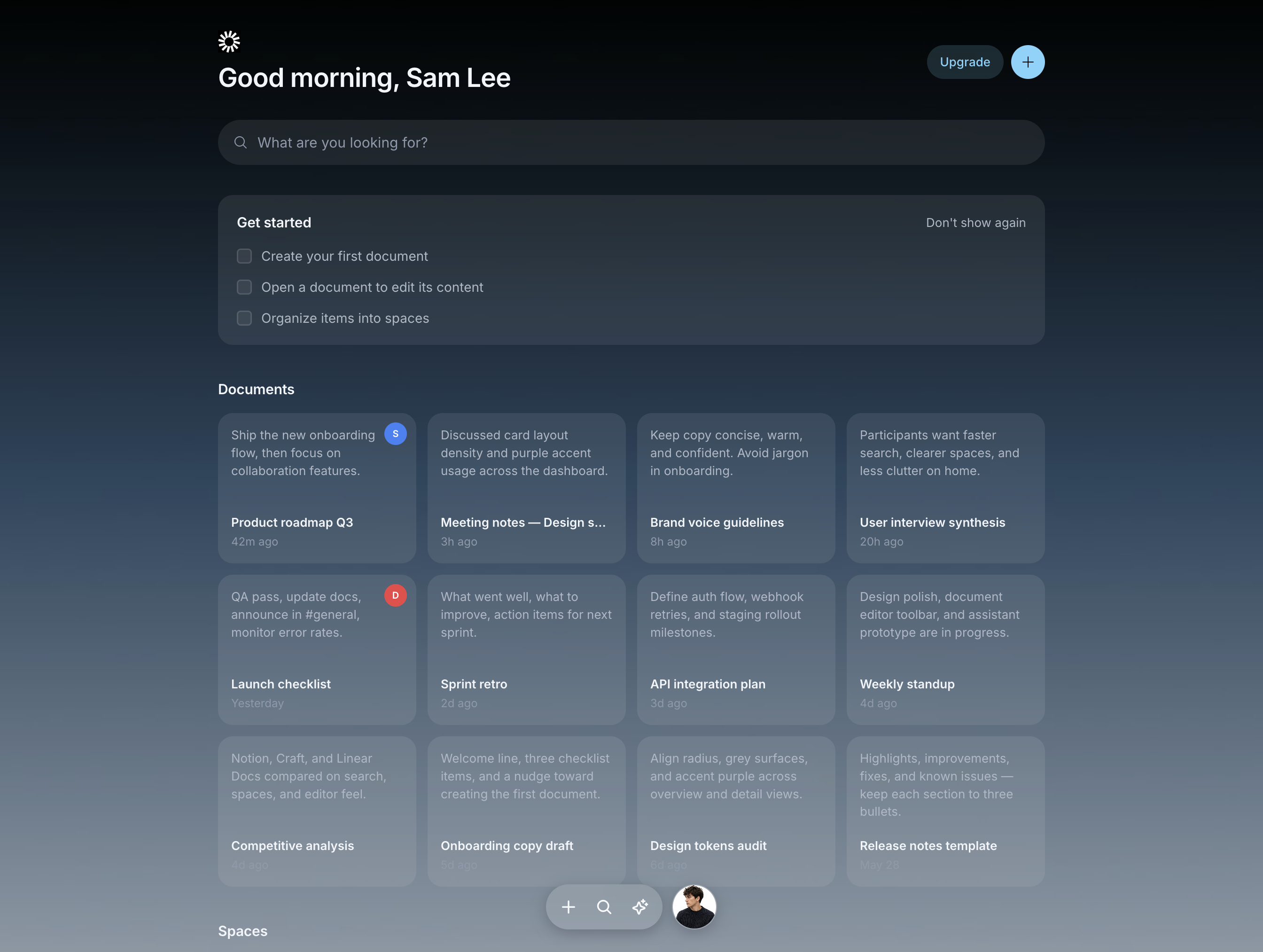 Noma documents workspace